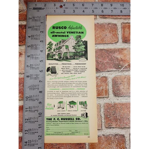 1950‎ Rusco Venetian Awnings Beautiful Practical Permanent House Vtg Print Ad - Picture 4 of 6